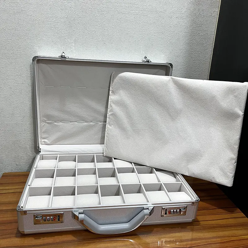 21 Slots Premium Aluminum Metal Briefcase Watch Organizer